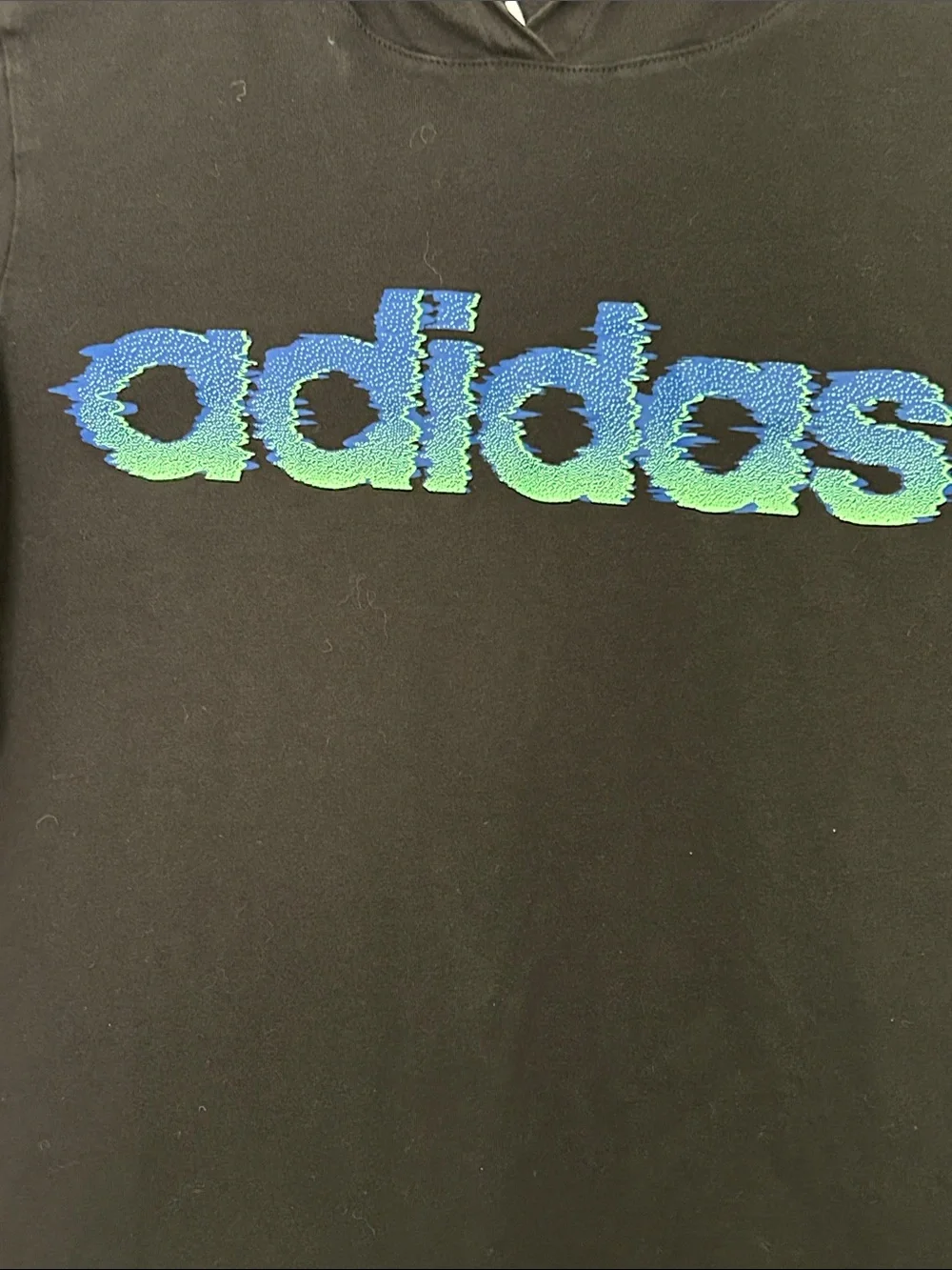 adidas Black Hoodie with Blue-Green Logo